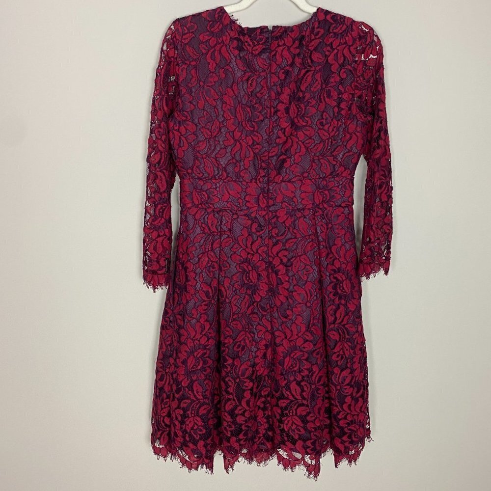 Eliza J Fit & Flare Lace Floral Dress Pockets Womens 8 Long Sleeve - Picture 5 of 7